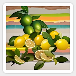 Lemons and Limes on Stripes Sticker